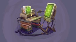 Retro Sci-fi computer computer, b3d, textures, 3dcoat, krita, cgma, week4, handpainted, blender, sci-fi