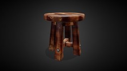 Wood Stool - Tutorial Included stool, vintage, retro, seat, old, substancepainter, substance, chair, wood, interior