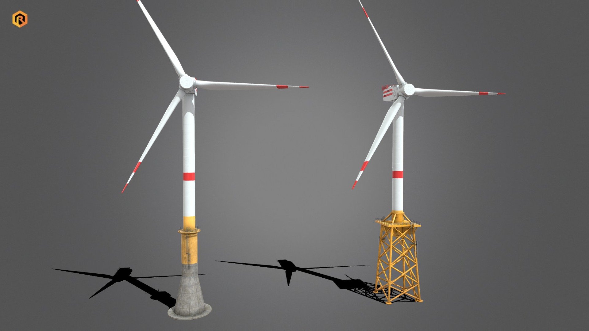 Mid-poly PBR 3D models of Offshore Wind Farm. There are 2 wind turbines in this assets package.

This object is best for use in games and other VR / AR, real-time applications such as Unity or Unreal Engine.  It can also be rendered in Blender (ex Cycles) or Vray as the model is equipped with detailed textures.  

Technical details:




3 shared PBR textures sets (Main Turbine, Base Turbine, and Turbine Alpha)

Wind Turbine 1- 11570 Triangles

Wind Turbine 2 - 15680 Triangles

The model is divided into few 2 objects (Main body and doors)

Model completely unwrapped.

Model is fully textured with all materials applied.

Pivot points are correctly placed to suit animation process.

Lot of additional file formats included (Blender, Unity, Maya etc.)

More file formats are available in additional zip file on product page.

Please feel free to contact me if you have any questions or need any support for this asset.

Support e-mail: support@rescue3d.com