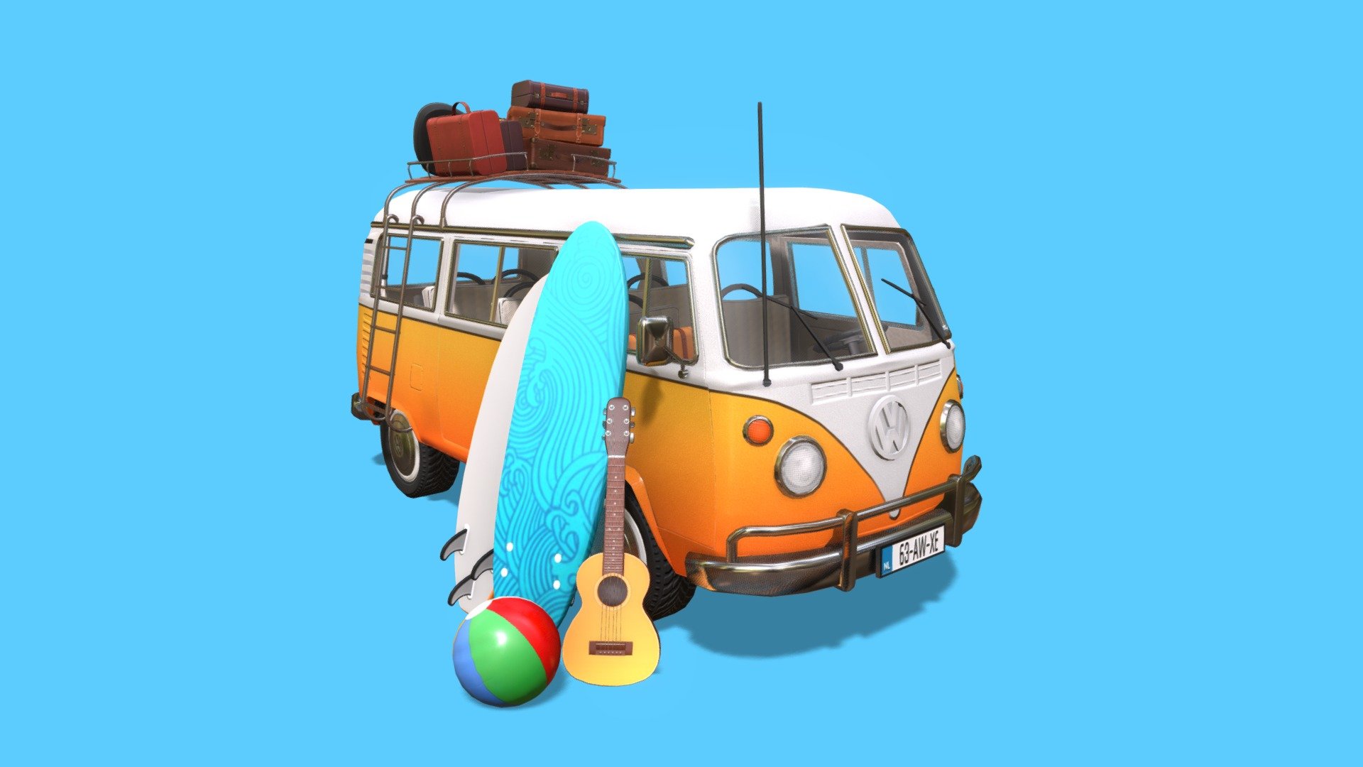 The Volkswagen Van Asset Pack has several different texture variations and two white ones so you can paint your own! This pack also includes multiple props to decorate your van.