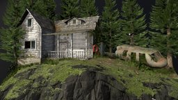 DAE Diorama - By the ocean dae, trees, abandoned, ocean, diorama, beach, waves, howest, digitalartsandentertainment, 3d1, fyp, housemodel, howestdae, house, 3d1assignment, bytheocean, noai