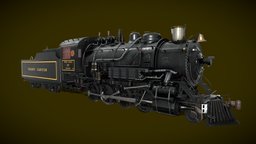 Steam Train (Animated) 3d model train, rail, canyon, locomotive, grand, vehicle, steam