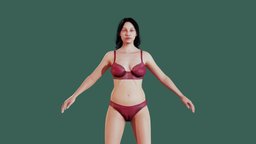 Long Hair Woman photorealistic, , , realistic, woman, fullbody, clothed, underwear, full-body, femalecharacter, readyforanimation, readyforgame, girl, female, textured, rigged