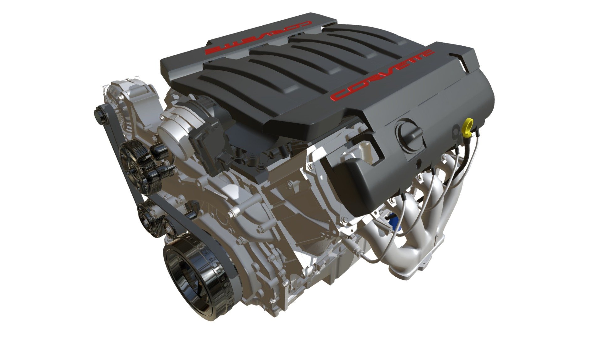 High quality Chevrolet Corvette V8 engine 3d model.