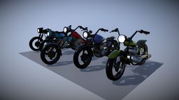 lowpoly motorbikes wheels, road, motorcycle, motorbikes, blender, low, poly
