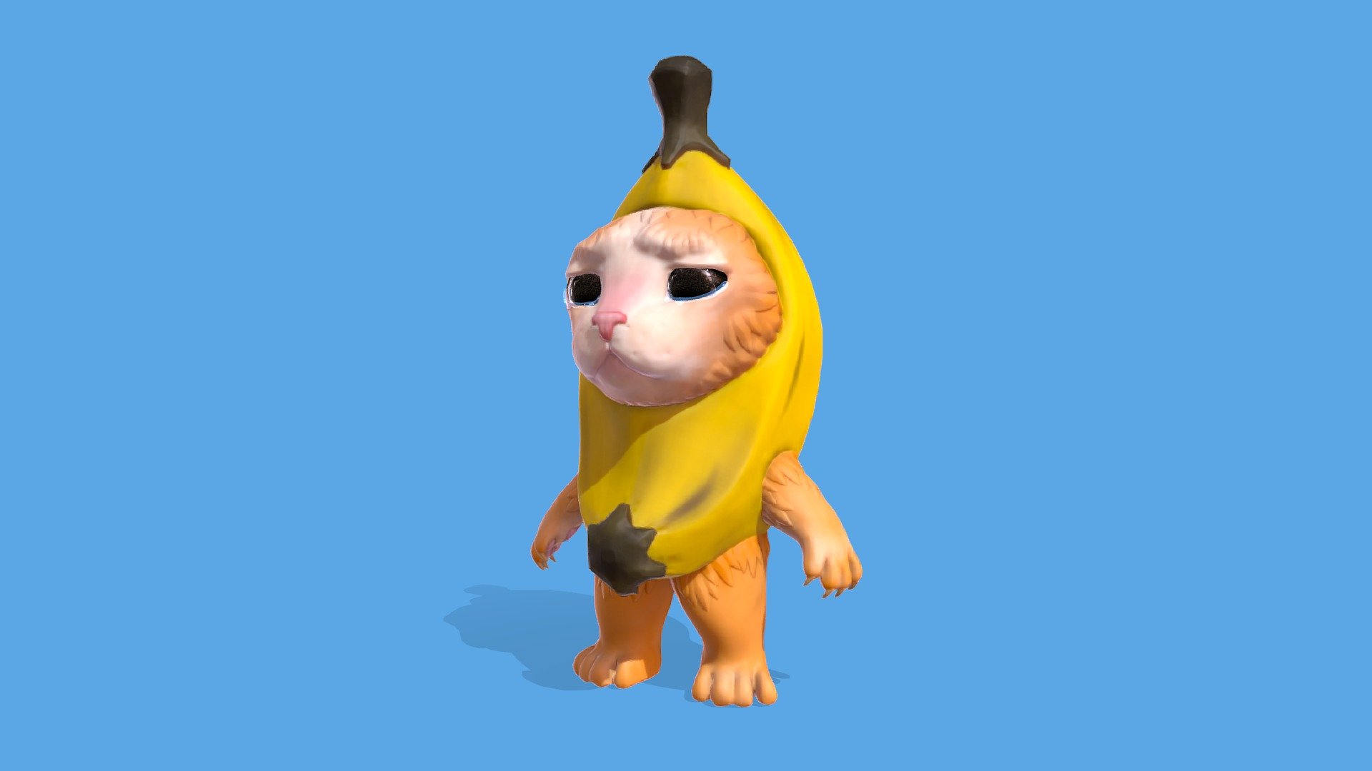 Introducing my latest 3D creation: a beautifully sad cat in a banana suit. This meme-inspired character has tearful eyes that express deep sorrow, contrasted by the humorous banana suit. With intricate details and stylized textures, this model pays tribute to internet culture.

Some Renders:



**STL Model: **

