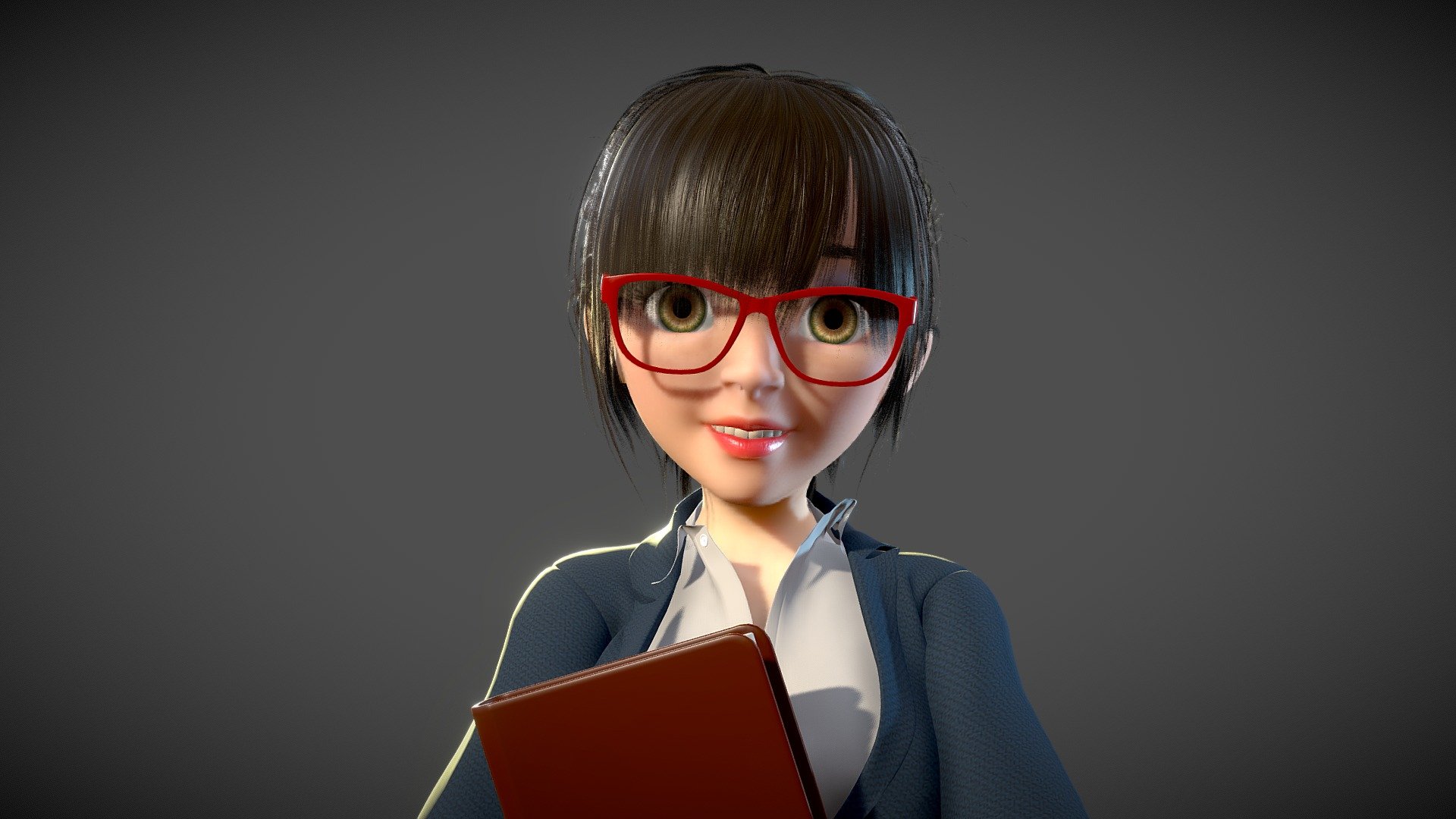 Female teacher cartoon, cartoon girl clerk the secretary [with binding] 

File formats:

Maya 2019 MB (Redshift2.6.41 renderer binding humanIK binding)

Fang binxing (including model, bone, skin binding, binding expression) 

Map and material:

A total of 46 high resolution textures, format of JPG. Body texture color size 4 k, highlights, such as normal mapping is 4 k. Maya scene Redshift is all models used in the material. 

Binding:

1) body had full binding, the action adjustable, can move freely zoom, satisfies the requirement of all kinds of animation. 2) have the motion capture HumanIK binding, binding with facial expression controller, convenient your animation process. 3) have a full facial binding controller system, controllable items as many as 176 species, 36 kinds of controller, 140 kinds of details expression controller Note, fully meet the demand of all kinds of animation.

Attachment contains a complete binding and rendering (including body binding, face binding, material rendering, etc.)