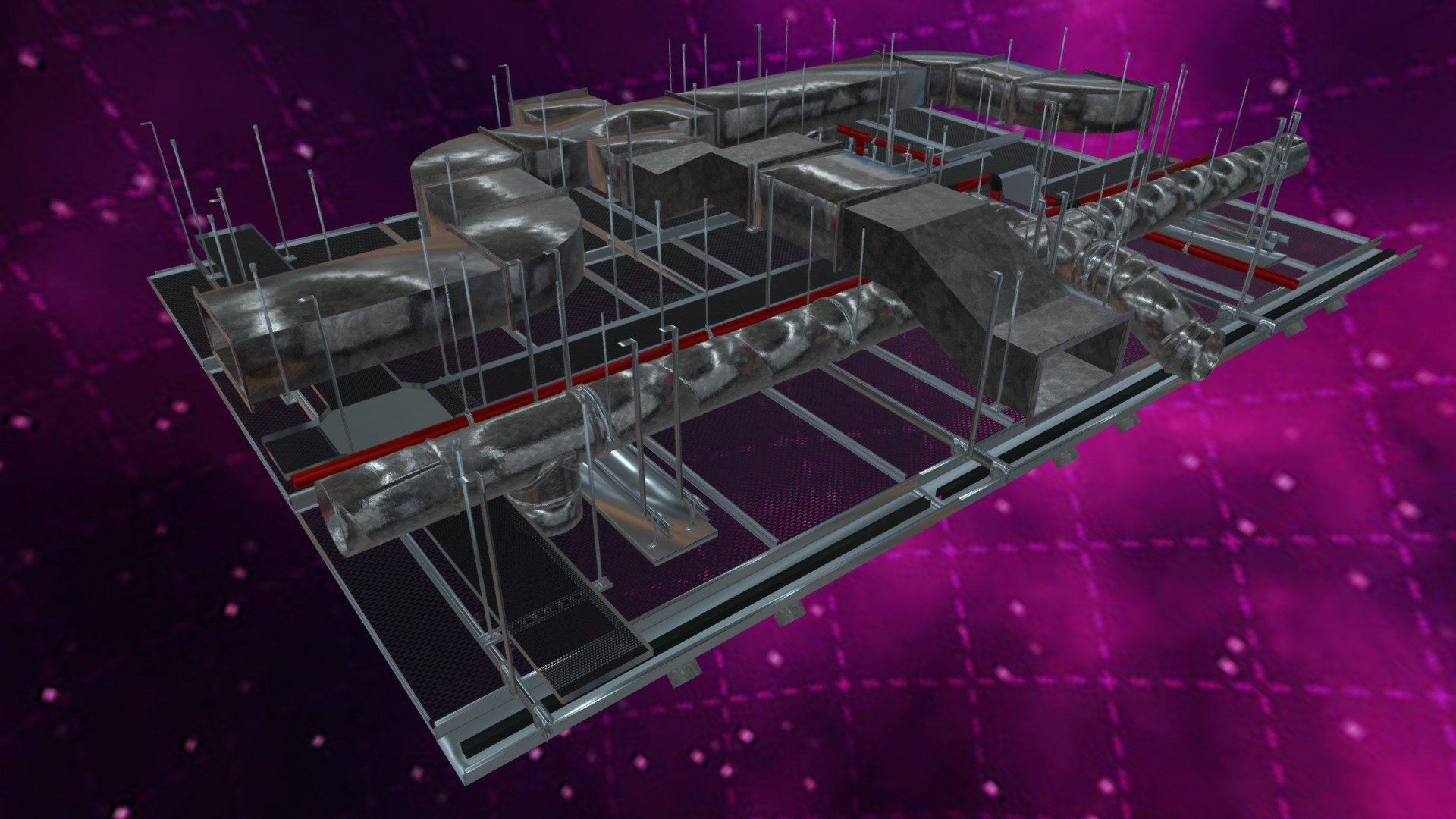 Introducing the Industrial Ceiling remade by LordSamueliSolo, the programs used to make this object are as follows: Blender 3.0.1 &amp; G.I.M.P 2.10.28…The ‘Textures’ inclued in this object are the following: Diffuse…Textures are obtained from https://cc0textures.com/list?sort=Popular …any other textures are also royalty free&hellip;free of Charge

Backdrop image by Micah Boerma over on https://www.pexels.com

Note: One 4k texture to rule them all with another for the windows…some fixes here and there…found this on ThreeDeeJungle for free and did alot of rework

Whole Machine: Vert: 113k…Tri: 224k it could be decimated to a game ready object if you alter the pipes into 2d faces for example&hellip;it's also modular

:D