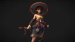 Hino "The free soul" hair, style, katana, textures, dota2, unreal, samurai, asia, bag, legends, lol, leagueoflegends, disney, manga, traditional, horizon, real-time, overwatch, arcane, digital3d, warior, skulpting, hairstyle, fortnite, character, charactermodeling, game, blender, zbrush, digital, animation, sword, stylized, characterdesign, fantasy, anime, wow, material, figuire, valorant, genshin, genshinimpact