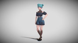Ball Joint Doll Neon Clothing Preview body, face, eye, toon, shirt, basemesh, doll, knot, pants, shoes, bun, cyborg, npr, balljointdoll, blender, female, hairstyles, createdwithai, loaferss