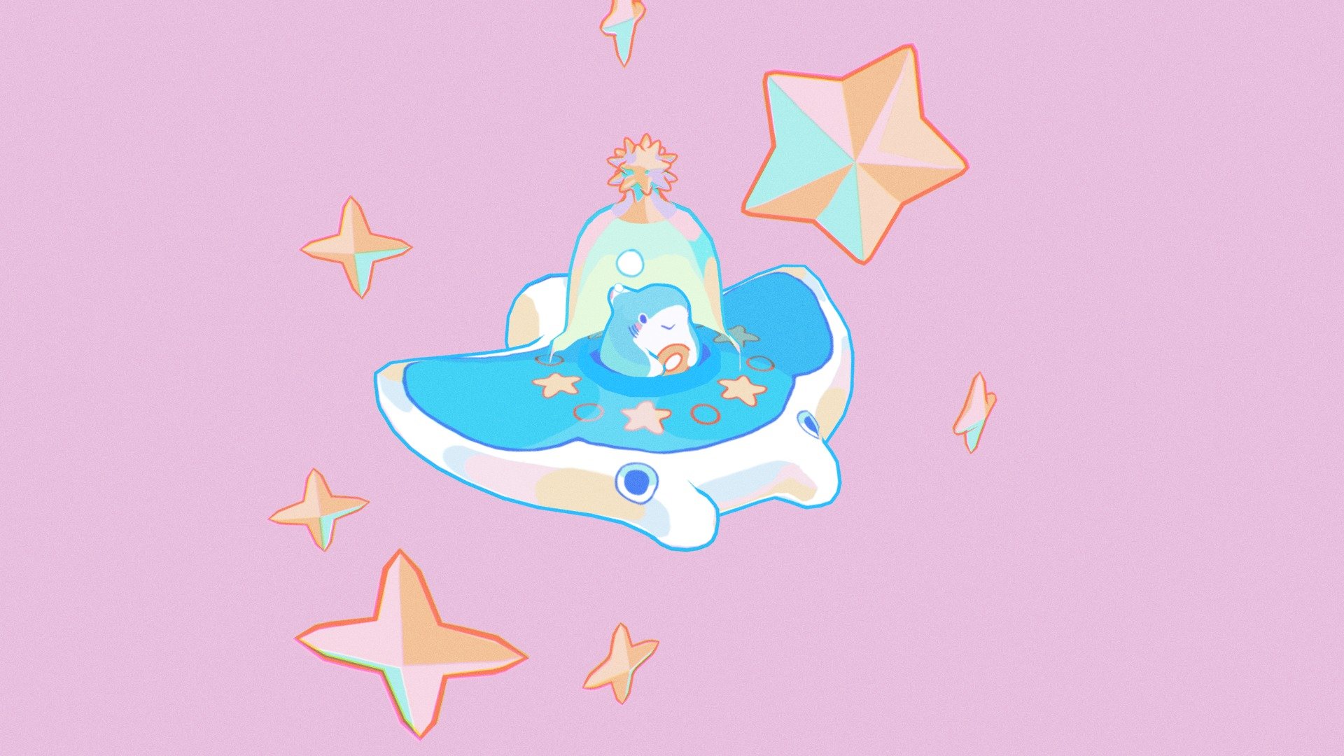 Based on the cute Requinoesis' art Traveler Shark > https://www.artstation.com/artwork/eaONgb