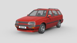 Low Poly Car - Volkswagen Golf 1997 automobile, wheel, golf, power, cars, suv, drive, sedan, vintage, wagon, vw, compact, classic, volkswagen, family, old, auto, 1997, crossover, volkswagen-golf, vehicle, car, vwgolf, vw-golf
