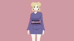 Anime Character 3D Model b3d, , women, cellshading, animegirl, anime3d, temari, character, modeling, girl, asset, 3d, blender, anime