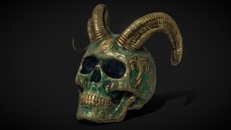 Diablo / Demon Skull - low poly horns, skeleton, diablo, demon, devil, death, demonic, dead, reaper, creepy, hell, decorative, gothic, statue, satan, ornamental, satanic, skull-3d, horror-game, satanism, skullhead, low-poly, lowpoly, skull, decoration, fantasy, spooky, decorative-object, demon-skull, horror-decoration, noai, horrorskulls, death-skull