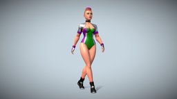 Fashion Girl , fashion, rig, swimsuit, stylizedcharacter, girl, gameart, female, stylized, rigged, gameready, irokese