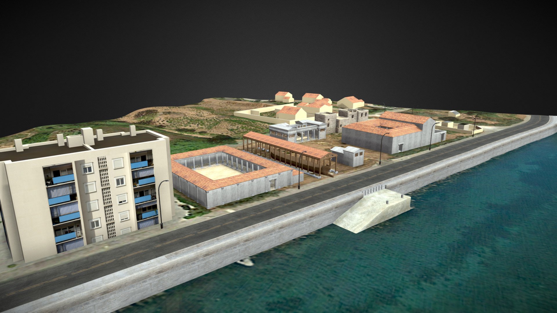 Today i'm glad to show you the last project I worked on this month of February with some Friends. 

Why ? 
Cause no, it's not a piece I plan whatever to sell, but It was about making a quick overview of a futur real project.

It was about an Archaeopark on the coast of the french riviera :) 

The project is expected to include several building like a Noreia (ship covered structure) a Palestre (Gymnase), A villa, some Houses, a  Bouleuterion and small Culte Area. 

As you maybe know, the region was largely colonize by people from ancient Greece, who founded either counters or strongholds like
Marseille (Massalia) - Hyères (Olbia) - Agde (Agathé Tyché) - Antibes (Antipolis), Nice (Nicaia) through the coast.

So it could be cool to see theses reconstructed one day !
Of course for the moment, I insist, this is just a first preview of what this could be. So, wait and see :) !
