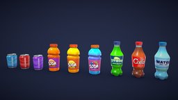 Stylized Soft Drinks / Soda - Low Poly drink, kiosk, prop, can, store, cola, coke, supermarket, stylised, berry, soda, drinks, water, juice, coca-cola, items, liquid, bottles, overwatch, assetpack, sodacan, sodabottle, softdrink, stilised, lemonade, refreshment, pbr-texturing, stylizedmodel, bottle-water, fortnite, pbr-game-ready, refreshing, lemons, soda-can, softdrinkcan, drinkcan, orangejuice, bottle, cola-bottle, coke-can, softdrinks, juice-bottle
