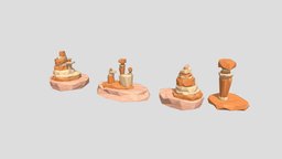 low poly environment landscape - desert kit, landscape, toon, land, assets, set, desert, rocks, polygon