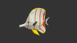 Butterflyfish fish, fishing, river, underwater, animals, lake, ocean, aquarium, aquatic, sealife, butterflyfish, oceanlife, fish-cartoon, low-poly, animal, animated, simple, sea