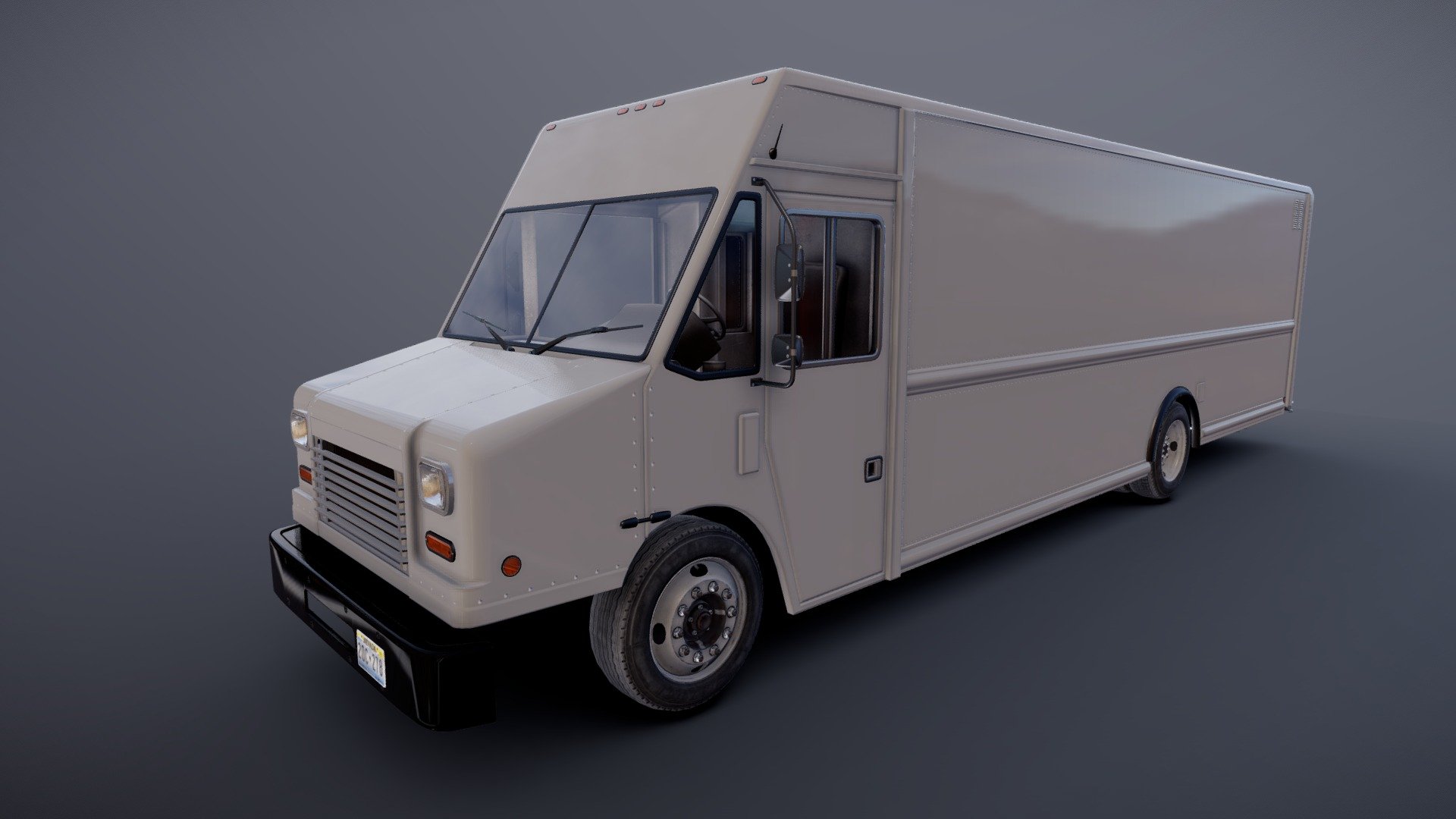 Freightliner P1200 step van game ready model.

Full textured model with clean topology.

High accuracy exterior model.

High detailed cabin - seams, rivets, chrome parts, wipers.

Side and back doors are openable.

Hood logo are separate object with own texture.

Lowpoly interior - 4404 tris 2960 verts

Full model - 44232 tris 27069 verts.

High detailed rims and tires, with PBR maps(Base_Color/Metallic/Normal/Roughness.png2048x2048 )

Original scale.

Original scale. Lenght 12m , width 2.5m , height 3.4m.

Model ready for real-time apps, games, virtual reality and augmented reality.

Asset looks accuracy and realistic and will be a good part of your project.