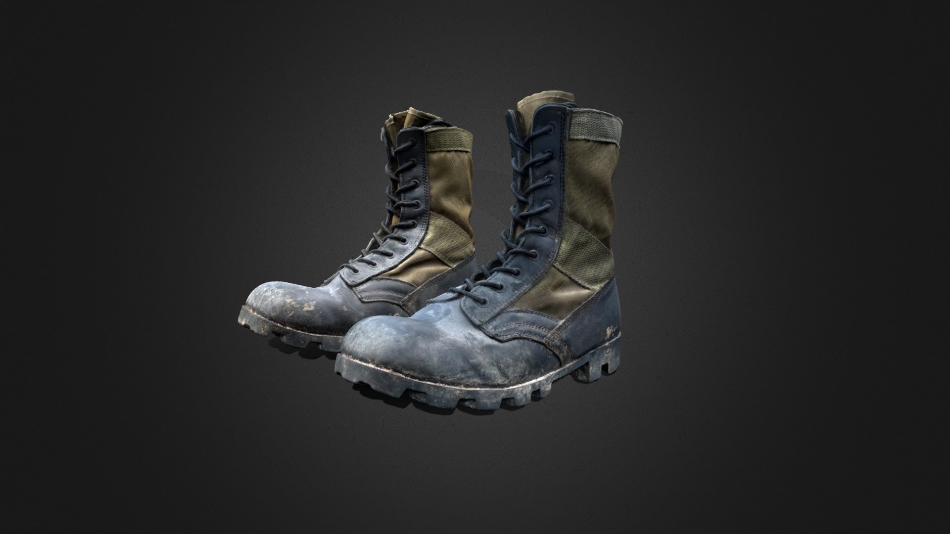 A 3d Scanned pair of vietnam army jungle boots, used by the american army and marines, when they served in the vietnam war.