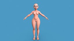 Free Base Body girl stylized cartoon body, anatomy, woman, anatomy-human, character, low-poly, girl, cartoon, game, texture, female, free, stylized