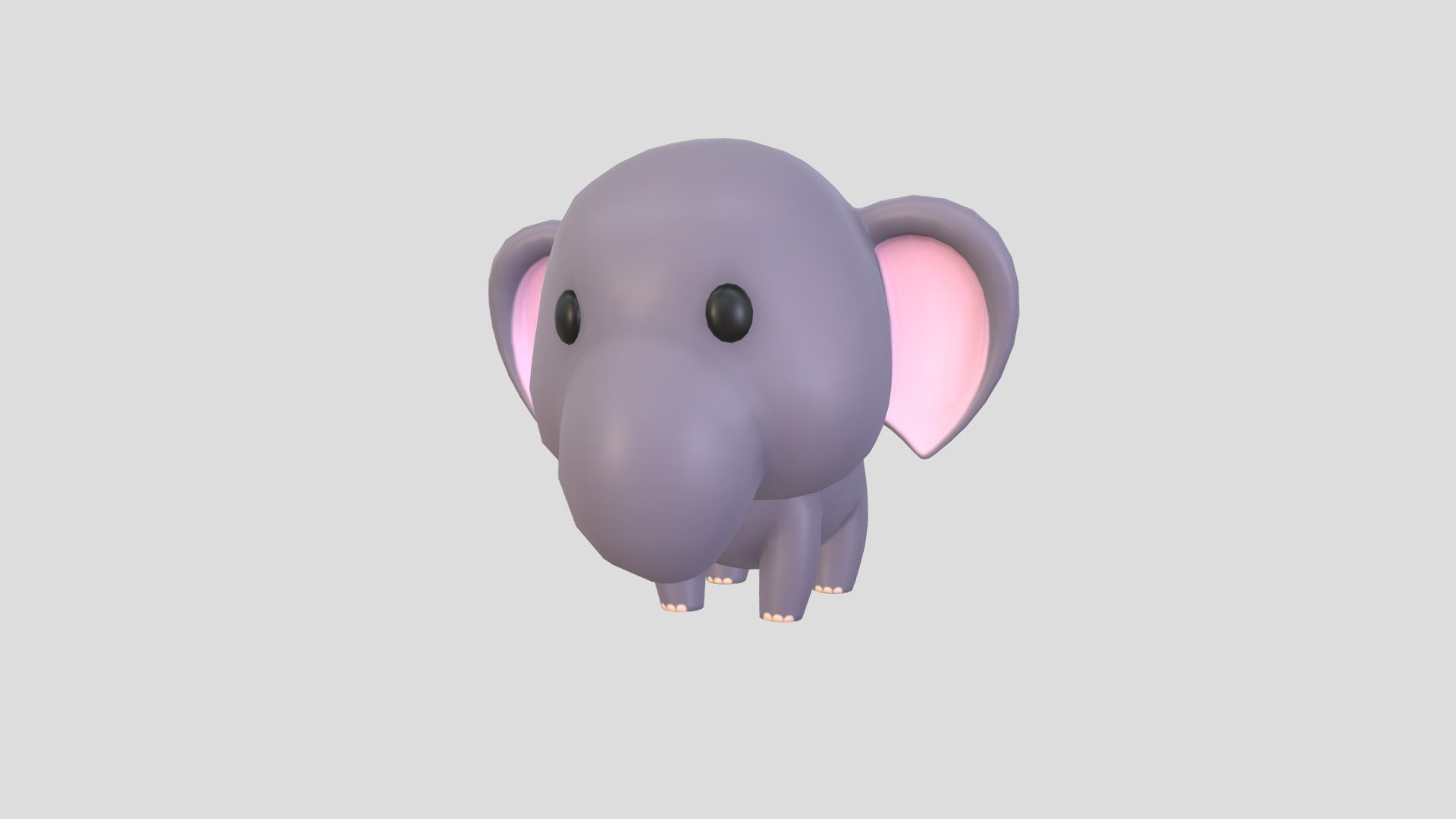 Elephant character 3d model.      
    


File Format      
 
- 3ds max 2021  
 
- FBX  
 
- OBJ  
    


Clean topology    

No Rig                          

Non-overlapping unwrapped UVs        
 


PNG texture               

2048x2048                


- Base Color                        

- Normal                            

- Roughness                         



2,642 polygons                          

2,682 vertexs                          
