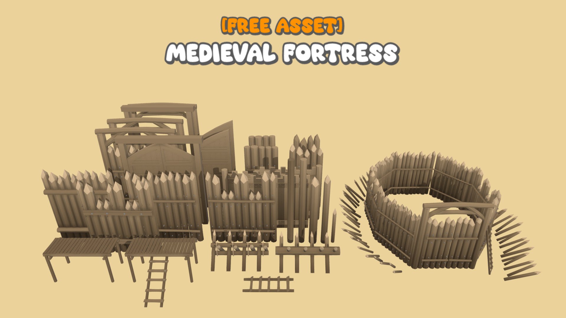 !!Disclaimer!! - Comes with Texture Palette, apply this and all colors will show! : ) cheers

Medieval Fortress for level design or just for learning, enjoy!

Original Models / Lowpoly Models / Game ready Props

[Licence] Not to resell model, can sell commercially in end project/game

see please credit myself below you can copy and paste it.

Models Created by SimplePolygon

Sketchfab - sketchfab.com/SimplePolygon

Artstation - artstation.com/simplepolygon

Discord - discord.gg/simplepolygon   <- Links working again!!

Youtube - https://www.youtube.com/@SimplePolygon3D

If you have any further questions I will be happy to answer.