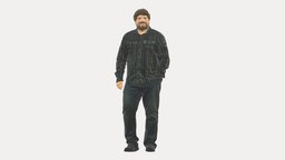 Man In Plaid Green Tshirt 0760 green, style, tshirt, people, clothes, miniatures, realistic, plaid, character, 3dprint, model, man, male