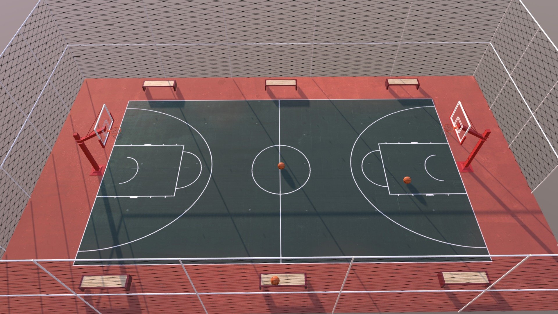 This is model is a street basketball court . It is a low poly model. It is made in Autodesk Maya 2018 and texturized, iluminated and rendered in Arnold 2018.\n\nThis model can be used for any type of work as: low poly or high poly project, videogame, render, video, animation, film&hellip;\n\nThis contains all the textures of the model. Also there is a .mb maya file , .obj and .fbx file\n\nI hope you like it, if you have any doubt or any question about it contact me without any problem! I will help you as soon as possible, if you like it I will aprecciate if you could give your personal review! Thanks!