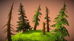Stylized Cedar trees tree, cedar, fir, mobilegames, low-poly, gameart, gameasset, stylized, gameready