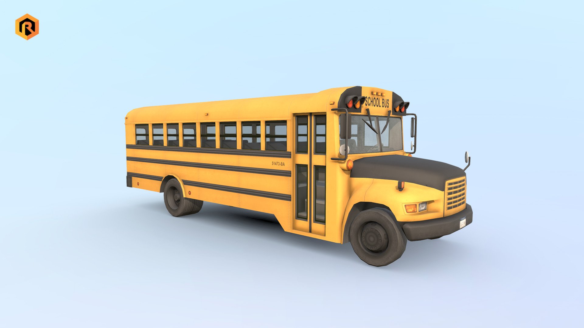 High quality low-poly model of U.S. School Bus. Interior part is also modeled. It is best for use in games and other real time applications. Model is built with great attention to details and realistic proportions with correct geometry. Textures are very detailed so it makes this model good enough for close-ups.

Model Info:




4096 x 4096 Diffuse and AO textures

6244 Triangles

3814 Polygons

3773 Vertices

Model is correctly divided into main part and wheels.

Model completely unwrapped.

Model is fully textured with all materials applied. 

Pivot points are correctly placed to suit animation process.

Model scaled to approximate real world size (centimeters).

All nodes, materials and textures are appropriately named.

Available file formats:




3ds Max 2016 (.max)

3D Studio (.3ds)

Collada (.dae)

Autodesk FBX (.fbx)

OBJ (.obj)

Unity3d 2017.3 (.unitypackage)
