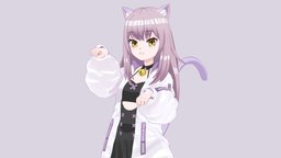 Mio - Anime Girl Character cute, japan, cartoony, nekomimi, neko, nekogirl, character, low-poly, girl, cartoon, blender, lowpoly, animation, stylized, animated, anime, rigged, japanese