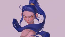 Loish girl portrait hair, portrait, sculpting, head, zbrushsculpt, hairstyle, character, girl