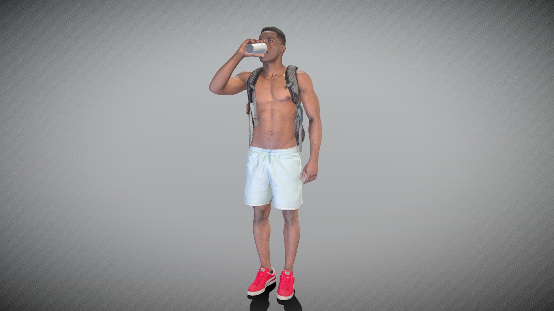 This is a true human size and detailed model of a sporty handsome young man of African appearance dressed in a sportswear. The model is captured in a casual pose to be perfectly matching to various architectural and product visualizations as a background, mid-sized or close-up character on a sport ground, gym, park, VR/AR content, etc.

Technical specifications:




digital double 3d scan model

150k &amp; 30k triangles | double triangulated

high-poly model (.ztl tool with 5 subdivisions) clean and retopologized automatically via ZRemesher

sufficiently clean

PBR textures 8K resolution: Diffuse, Normal, Specular maps

non-overlapping UV map

no extra plugins are required for this model

Download package includes a Cinema 4D project file with Redshift shader, OBJ, FBX, STL files, which are applicable for 3ds Max, Maya, Unreal Engine, Unity, Blender, etc. All the textures you will find in the “Tex” folder, included into the main archive.

3D EVERYTHING

Stand with Ukraine!