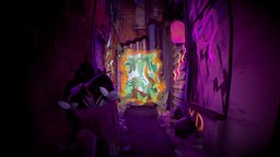 Cyberpunk Alley fiction, b3d, textures, cyberpunk, alley, substance-designer, krita, 3d, blender, art, substance-painter, futuristic, city, stylized, fantasy, environment
