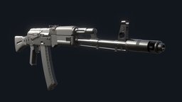 AK74m - Highpoly rifle, bake, kalashnikov, kill, ak-74, smooth, ak74, ak74m, weapon, hardsurface, ak47, war, highpoly