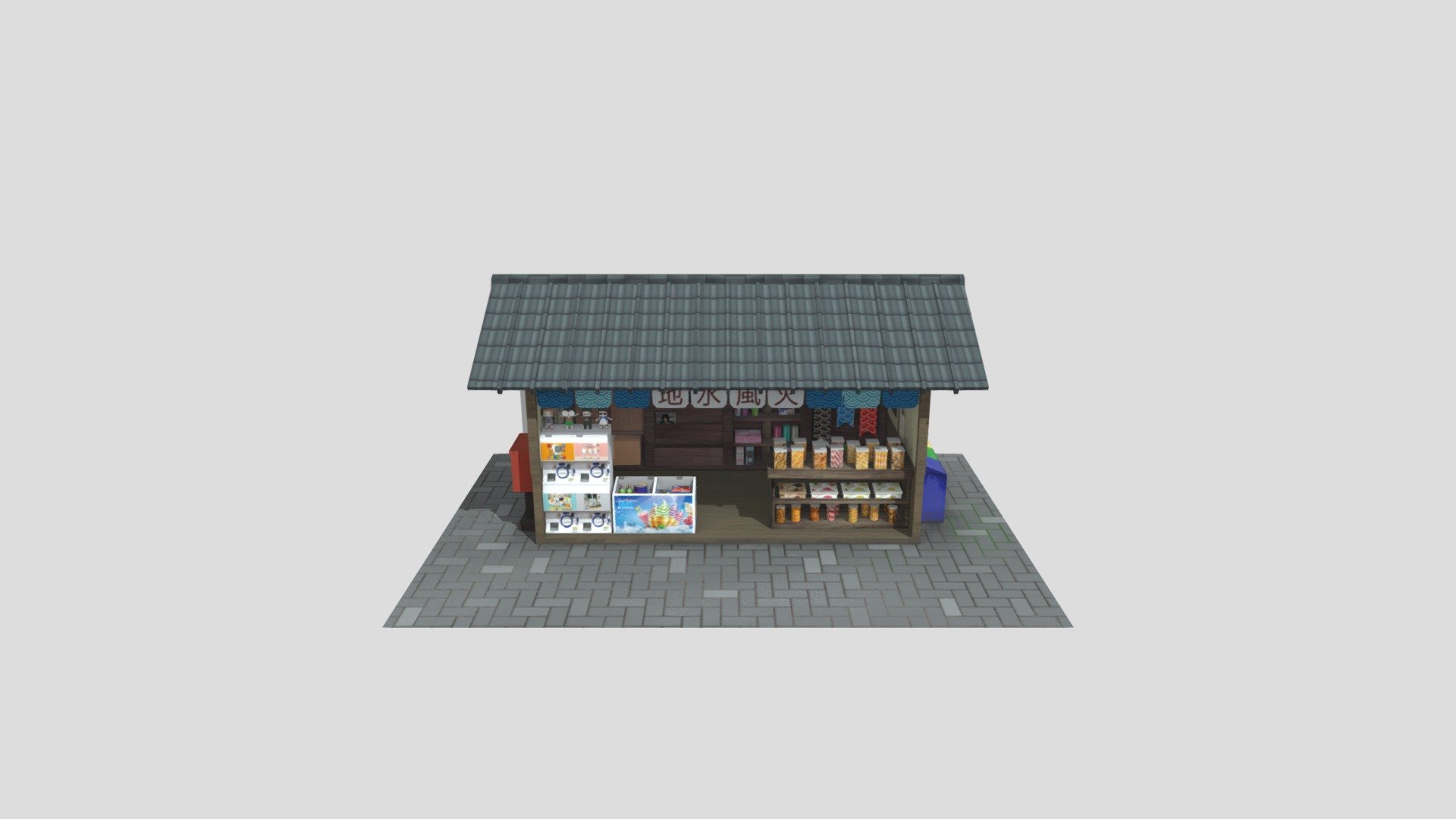 A Japanese old snack shop with some modern thing mix in.