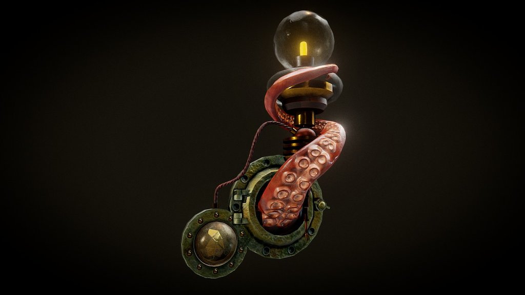 Saw each of these lamps and thought it would be cool to try and combine them together. Adding my own touches and changes.   Texturing organic objects is hard but its good fun and practice. (:   Reference imagery from;  -link removed-  http://thesteampunkhome.blogspot.co.uk/2009/07/art-donovans-new-wall-lamp.html  5800 Tris