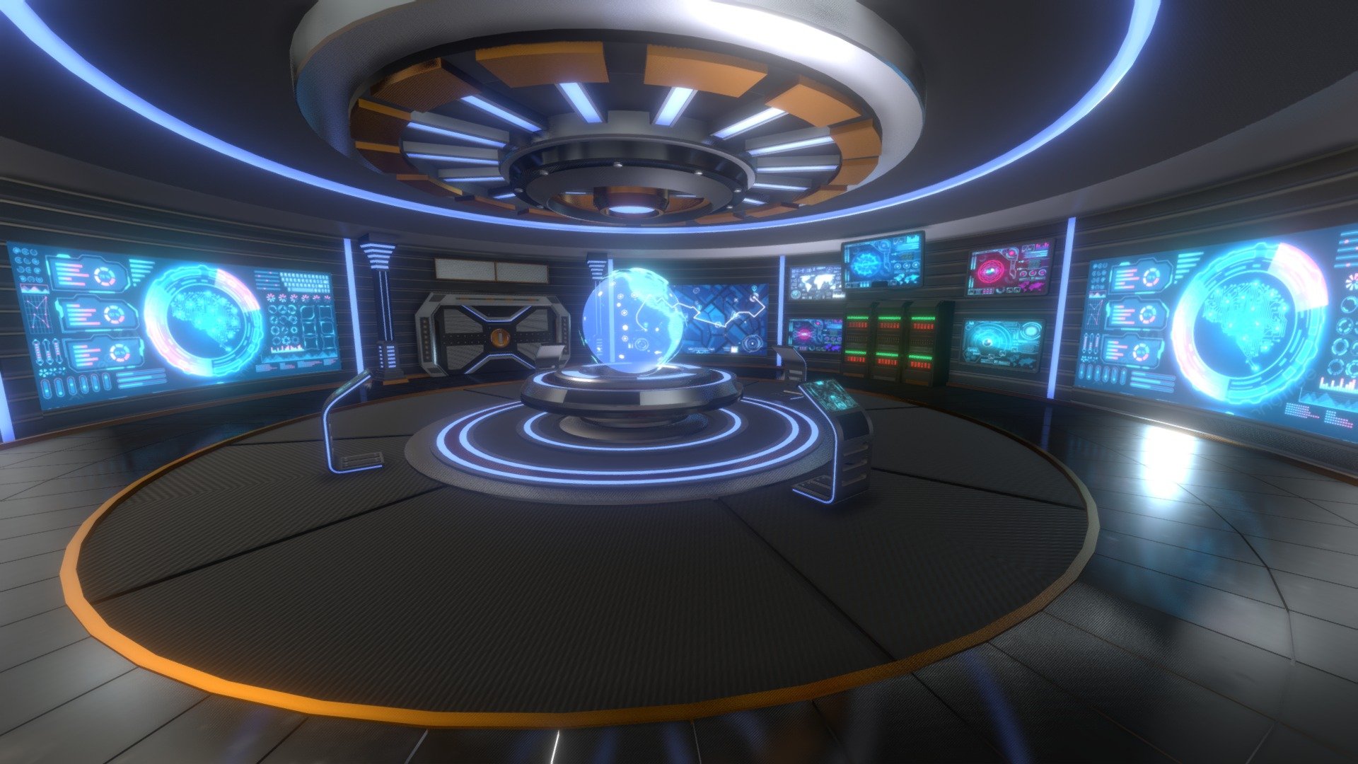 Sci-Fi Command Room Interior 3D Model can be used as an command room, futuristic interior, sci-fi scene, etc. in your sci-fi scenes, videos, games, and others.  

All textures and materials are included and mapped in every format. The model is completely ready for visualization in any 3d software and engine.  

Technical details:  




File formats included in the package are: FBX, OBJ, GLB, PLY, STL, ABC, DAE, BLEND, Unity, Unreal, gLTF (generated), USDZ (generated)

Native software file format: BLEND

Render engine: Cycles

Polygons: 63,711

Vertices: 70,707

Textures: Base, Emissive, Metallic, Normal, Roughness

All textures are 2k resolution.

Note:  




Model is separated into 10 major segments.

You can purchase the model on FAB: https://www.fab.com/listings/9c1173ef-8c76-450a-ab19-4f06a6617411