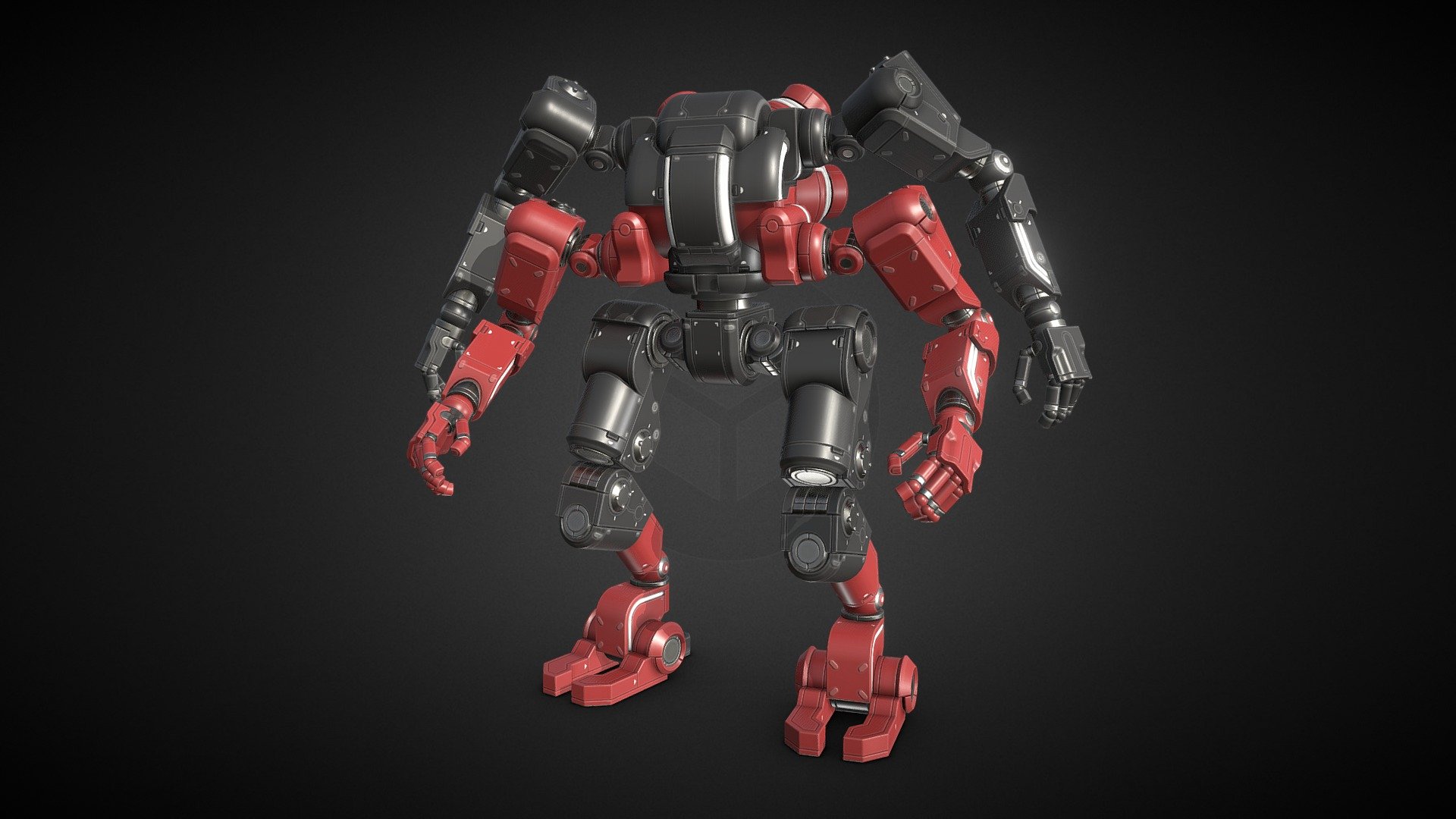 Quadextra Heavy Assault Mecha uses L600 and M200 Fuel Cells. It's main weapons are R12 Heavy Rail Accelerator and P11 Plasma Cutter.

High poly concept:



Concept with alternative colors:



Desert color scheme:



Private security color scheme:

