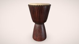 Djembe Drum drum, music, instrument, leather, african, djembe, ropes, assets-game, asset, lowpoly, wood, highpoly, jembe, african-instrument