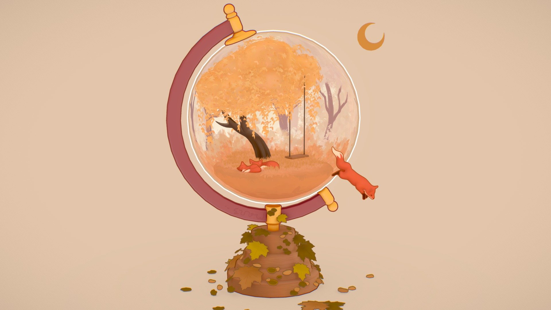 A globe inhabited by a fox family! I love how cute they are. My goal for this model was to finish it in a day, but then it became nice weather outside ☀️ so in the end it took 1,5 day. I hope you enjoy it!

Concept by