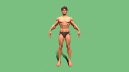SmallMuscle_Man Base Body base, anatomy, mesh, boy, basemesh, muscle, hero, hot, men, character, cartoon, game, texture, pbr, lowpoly, stylized, human, readly
