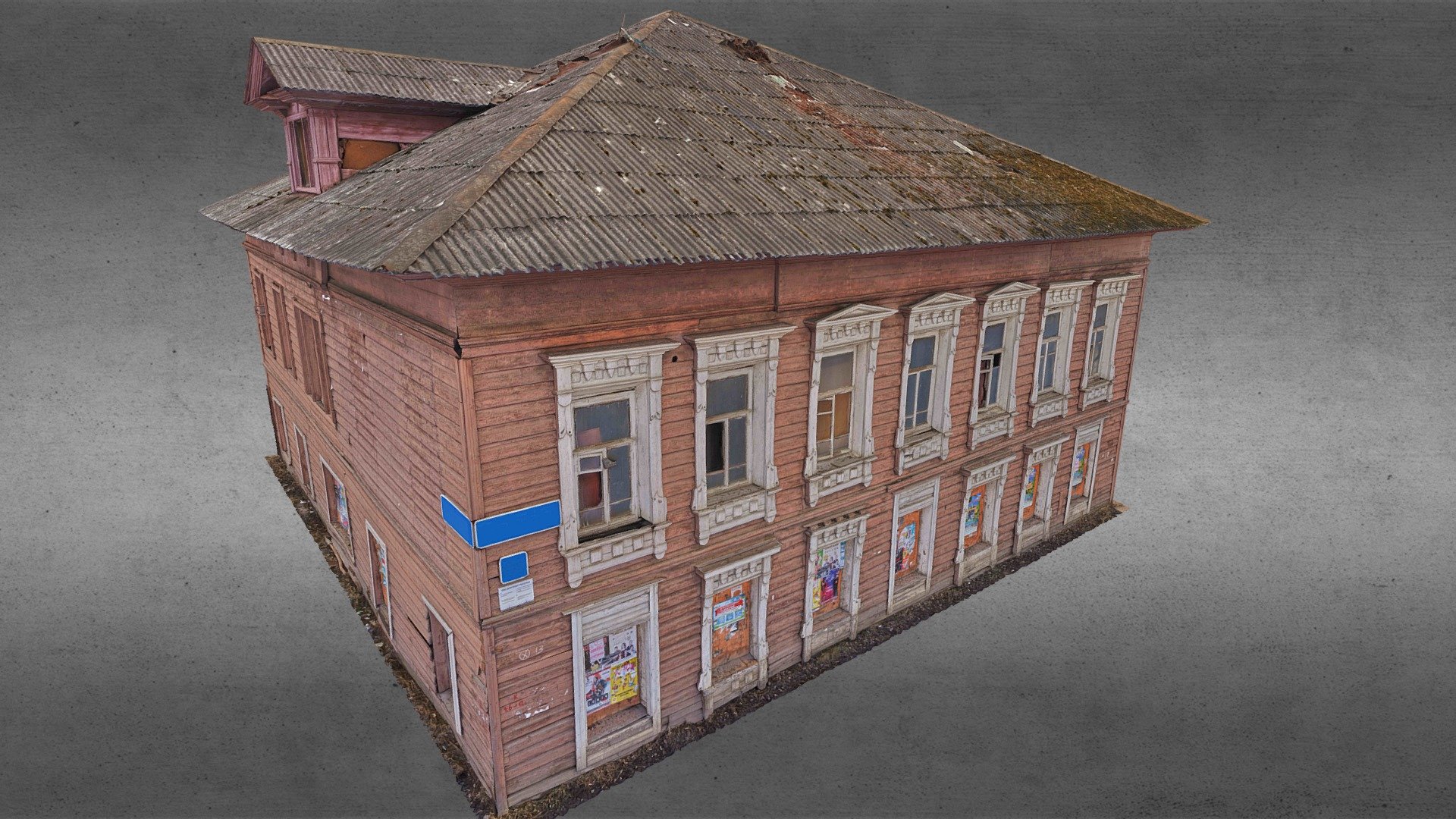 Scanned with Phantom 4 + Sony a7rm2 + tacheometer
2100 photo
500mln poly original model

Эта модель промежуточный материал перед получением ортофото фасадов и кровли по которым были выполнены архитектурные реставрационные чертежи.