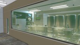 Modern laboratory - modular interiors and props lamp, microscope, barrel, laboratory, centrifuga, monitor, table, science, tank, chair