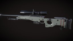 Accuracy International AWM Sniper Rifle rifle, scope, prop, sniper, substancepainter, weapon, blender, blender3d, military, gameasset, 3dmodel, gun, marmosettoolbag4