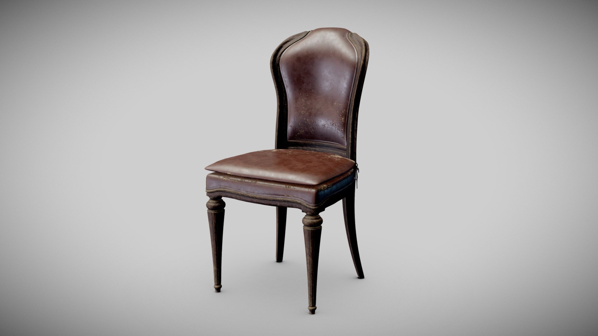 Model of an antique handmade wooden chair after the kind my grandparents had when I was a child, Maya+ substance painter+ zbrush