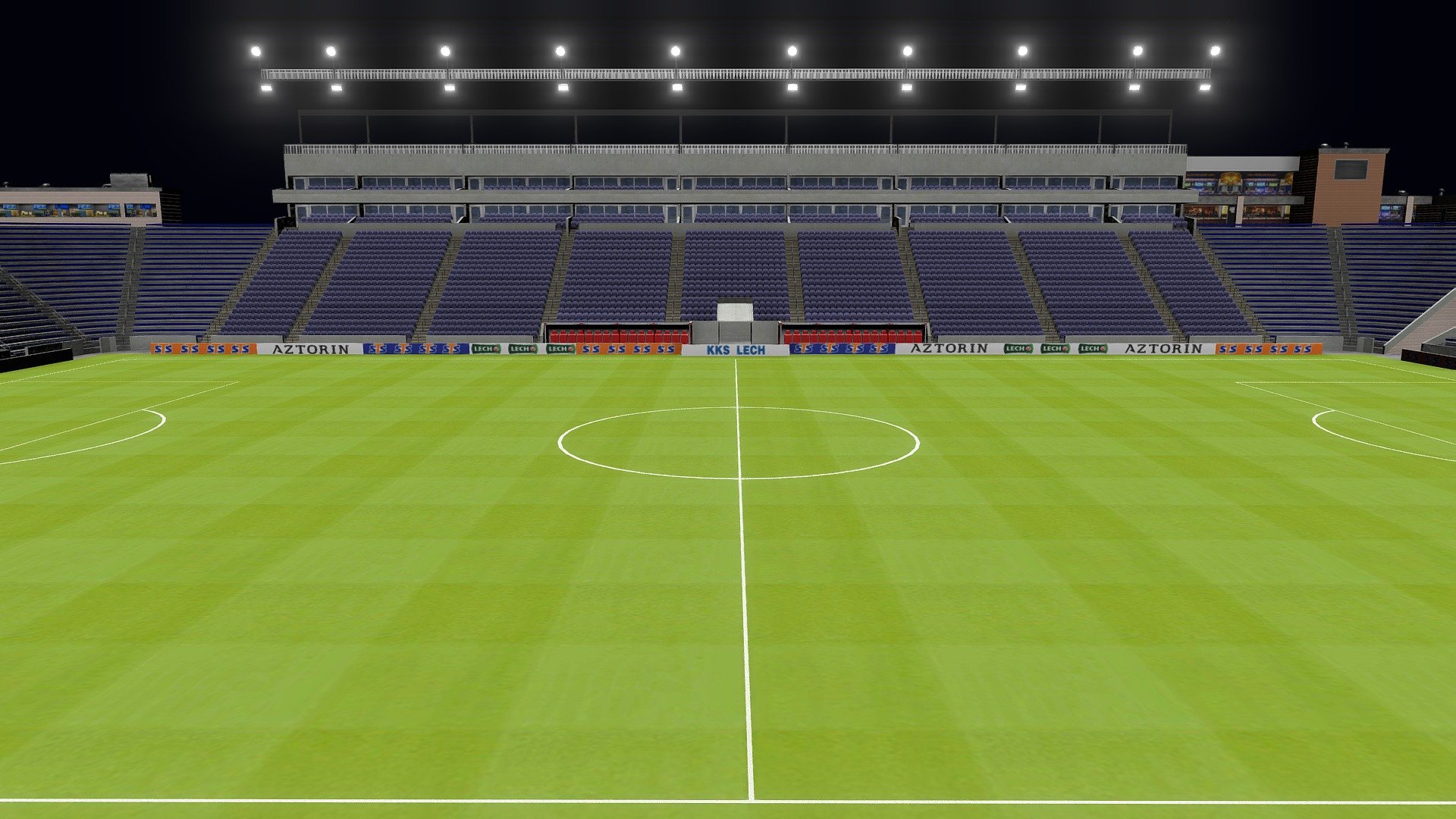 Test of the football stadium set up.