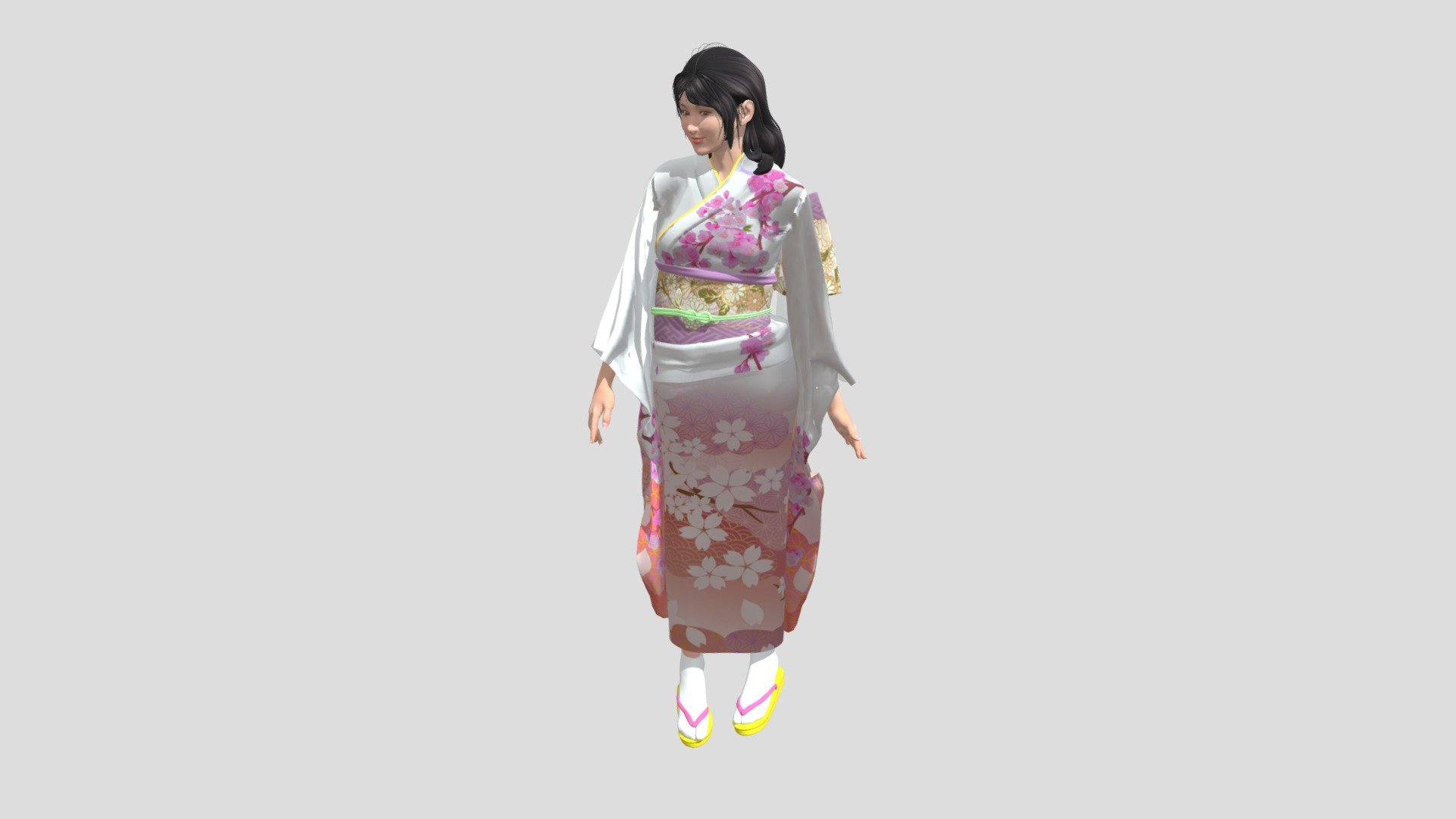 Blender to import from Obj to export to glTF at first for reference.

Not reflect Bump and Transparency etc. materials.
Making efforts to tune with &ldquo;EDIT 3D SETTINGS